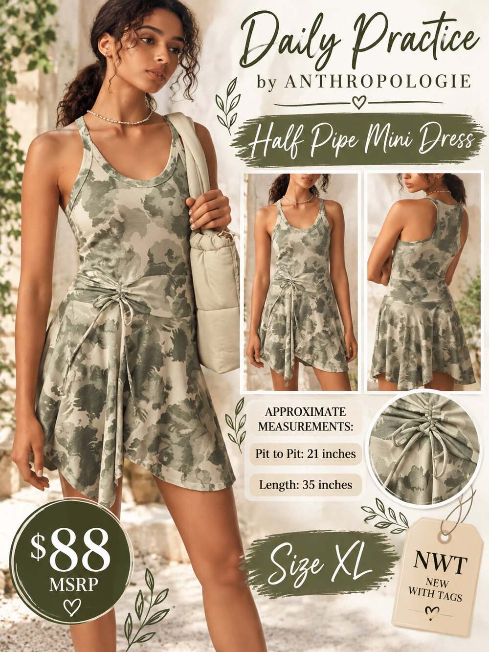 Daily Practice by Anthropologie $88 Half Pipe Mini Dress Size XL NWT